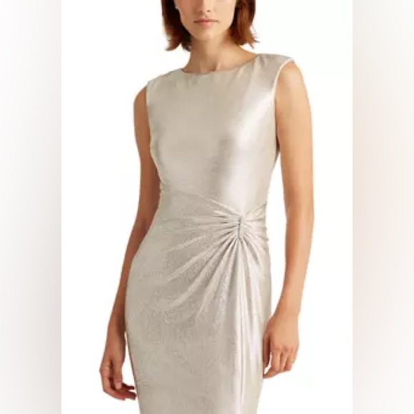 Lauren Ralph Lauren Metallic Sleeveless Gown - Picture 3 of 4